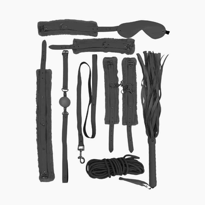 BDSM Bondage Kit Set Of 9 Premium Quality Black