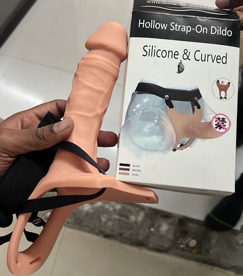 Hollow Strap-On Dildo Silicone And Curved For Men