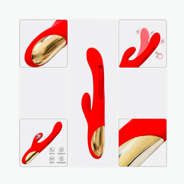 Women Premium Dual-Action Intimate Massager (Red & Gold)
