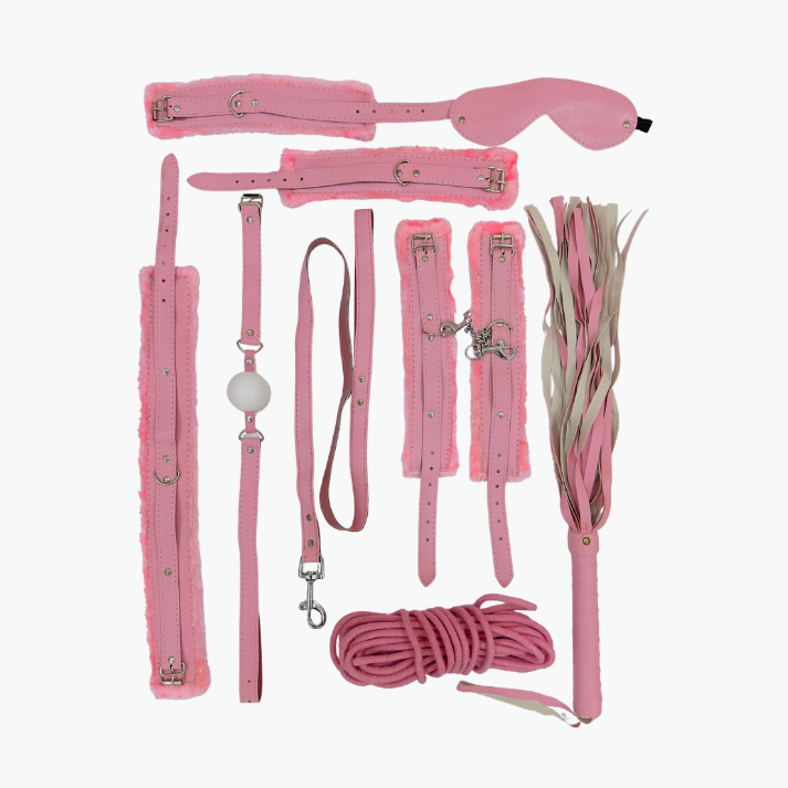 BDSM Bondage Kit Set Of 9 Premium Quality Pink